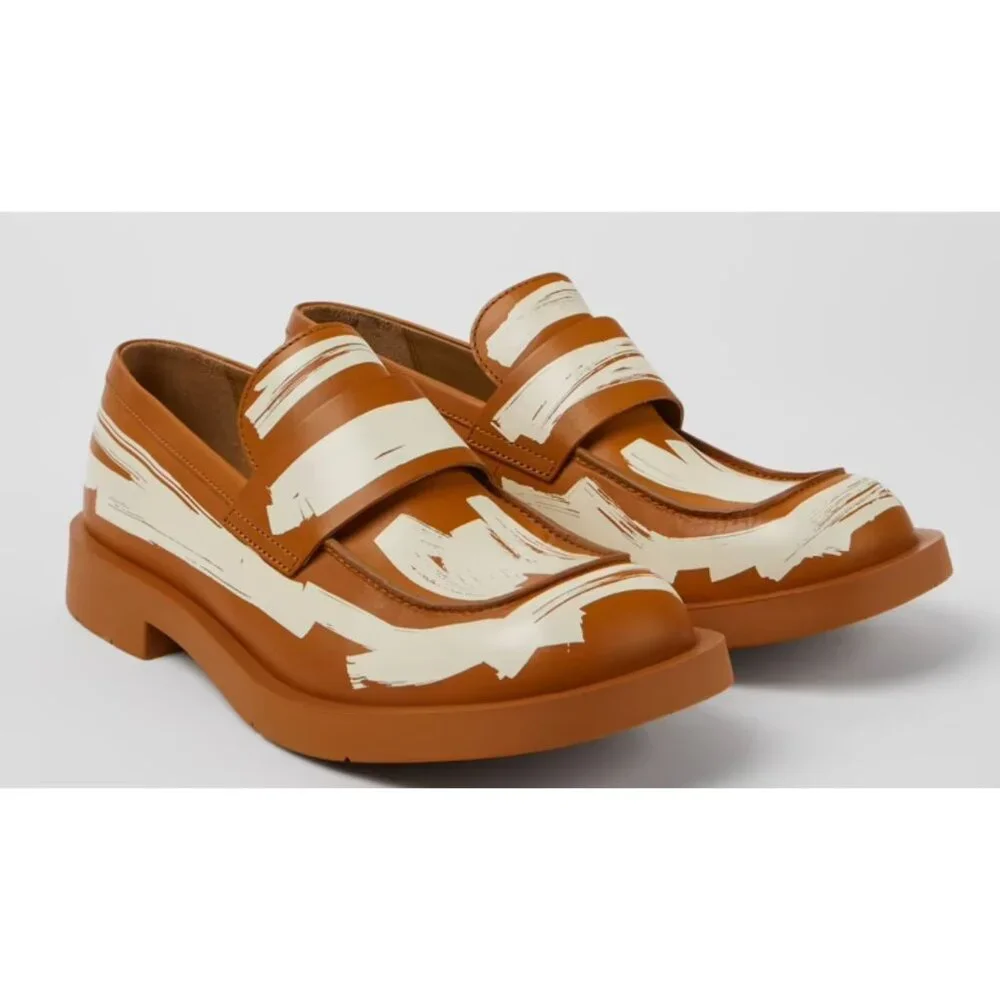 🆕CAMPERLAB 198 Loafer Shoes Brown White Leather 11 - Picture 1 of 12